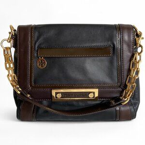 Tory Burch Two Tone Leather Flap Chain Bag